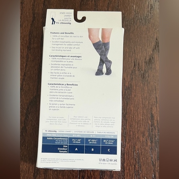 SIGVARIS GROUP Men’s Blue Argyle Knee High Compression Socks Size A NEW - Picture 2 of 4